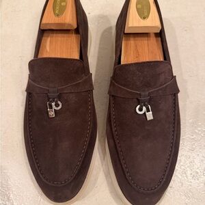 Loro Piana Chocolate Suede Loafers